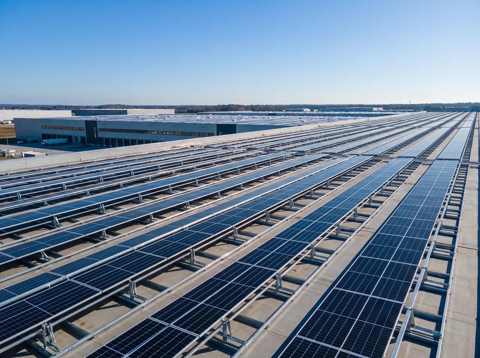 photovoltaic plant on a large industrial roof